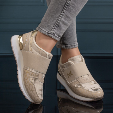 Pantofi sport dama cu talpa groasa bej MOD11116, 4, modlet.ro