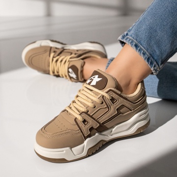 Pantofi sport dama cu talpa groasa khaki MOD11747, 2, modlet.ro