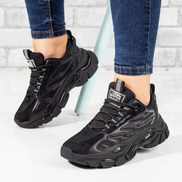 Pantofi sport dama cu talpa groasa negri MOD10025, 1, modlet.ro