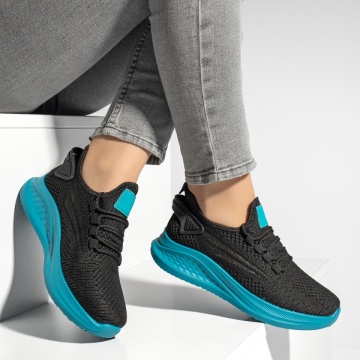 Pantofi sport dama cu talpa groasa negru cu albastru deschis MOD13184, 4, modlet.ro