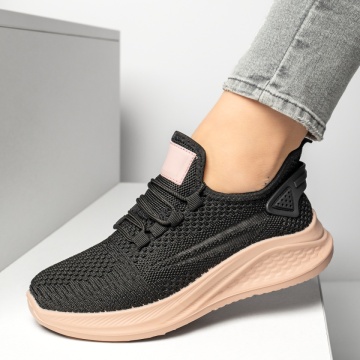 Pantofi sport dama cu talpa groasa negru cu roz ZEF13184, 4, zeforia.ro