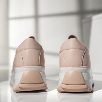 Pantofi sport dama cu talpa groasa roz din Piele naturala MOD12974, 4, modlet.ro