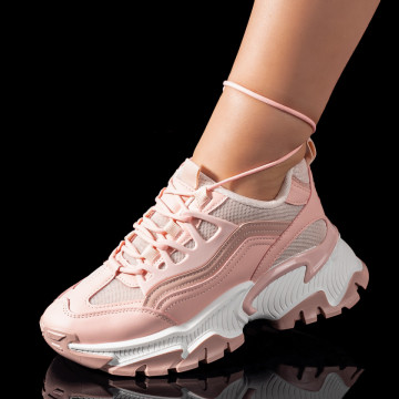 Pantofi sport dama cu talpa groasa roz MOD09493, 2, modlet.ro