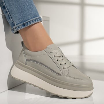 Pantofi sport dama gri din Piele naturala MOD12973, 4, modlet.ro