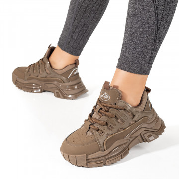 Pantofi sport dama khaki cu siret gros MOD10062, 3, modlet.ro