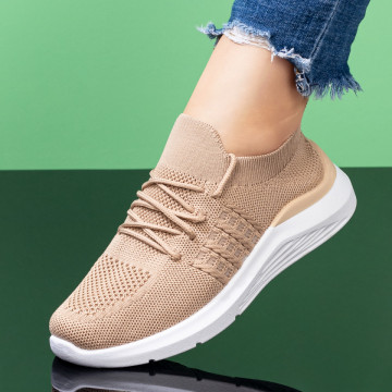 Pantofi sport dama khaki cu siret MOD08186, 4, modlet.ro