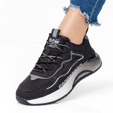 Pantofi sport dama negri cu alb MOD08040, 2, modlet.ro