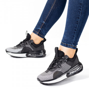 Pantofi sport dama negri cu gri MOD09814, 3, modlet.ro