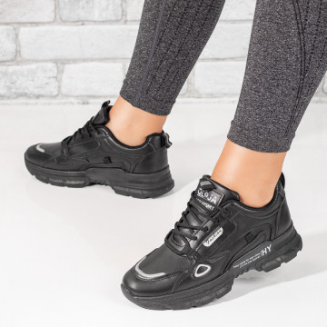 Pantofi sport dama negri cu gri MOD10080, 3, modlet.ro