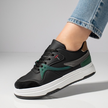 Pantofi sport dama negri cu verde MOD11780, 2, modlet.ro