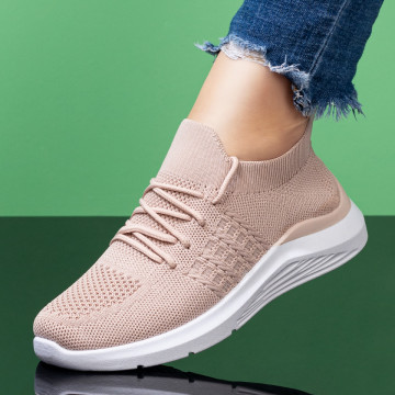 Pantofi sport dama roz cu siret MOD08186, 3, modlet.ro