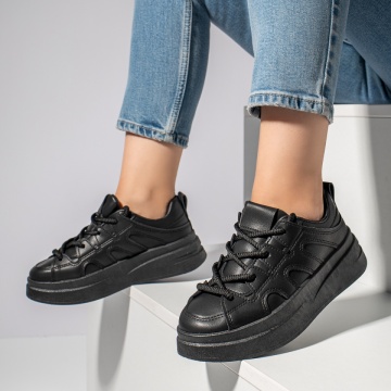 Pantofi sport negri dama cu talpa groasa MOD11667, 3, modlet.ro