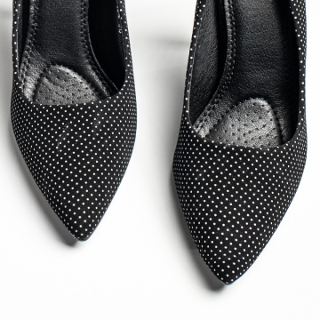 Pantofi Stiletto dama cu toc subtire si imprimeu negri INA33, 2, modlet.ro