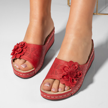 Papuci casual cu platforma dama rosii MOD11339, 2, modlet.ro