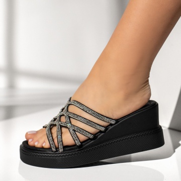 Papuci casual dama cu platforma negri EMA19, 2, modlet.ro