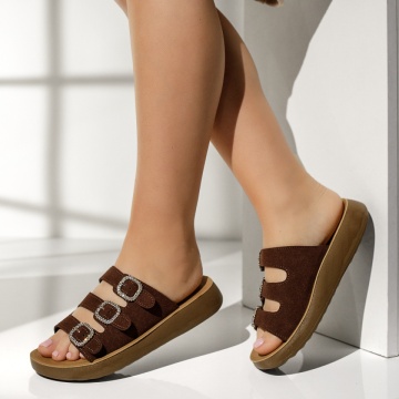 CUPON, Papuci casual dama cu talpa joasa maro suede MIA11, modlet.ro