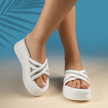 Papuci dama casual cu platforma albi MOD13862, 3, modlet.ro