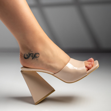 Papuci dama cu toc gros nude MOD05256, 1, modlet.ro