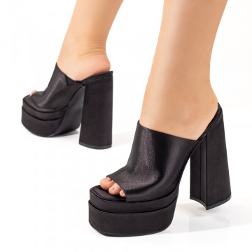 Papuci dama negri cu toc gros si platforma MOD05573, 3, modlet.ro