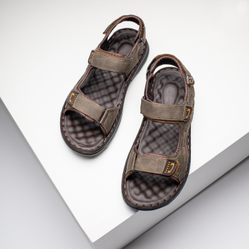 Sandale barbati cu inchidere cu scai si talpa joasa khaki MOD11588, 1, modlet.ro