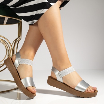 Sandale dama cu bareta elastica argintii ZEF13388, 1, zeforia.ro
