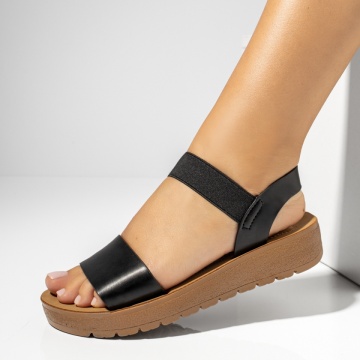 Sandale dama cu bareta elastica negre MOD13388, 4, modlet.ro