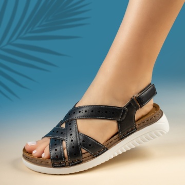Sandale dama cu barete si platforma negre MOD13584, 3, modlet.ro