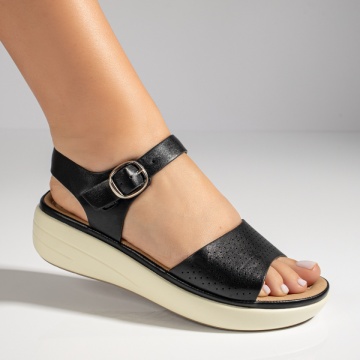 Sandale dama cu perforatii si platforma negre MOD11609, 3, modlet.ro