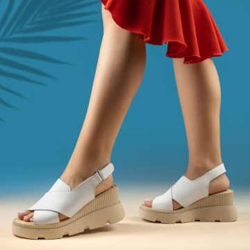 Sandale dama cu platforma albe din Piele naturala BIA3, 2, modlet.ro