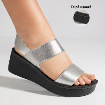 Sandale dama cu platforma argintii MOD08496, 3, modlet.ro