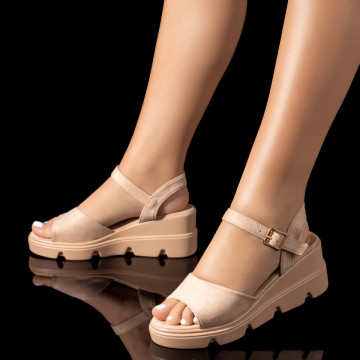 Sandale dama cu platforma bej MOD09578, 3, modlet.ro