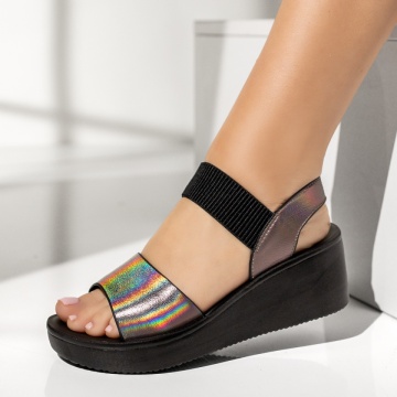 CUPON, Sandale dama cu platforma gri cu reflexii MIA2, modlet.ro