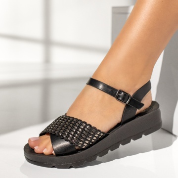 Sandale dama cu platforma negre ANA44, 4, modlet.ro
