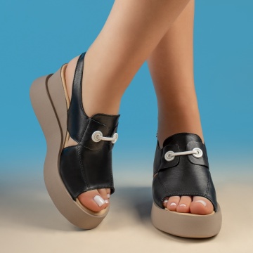 Sandale dama cu platforma negre din Piele naturala MOD08901, 3, modlet.ro