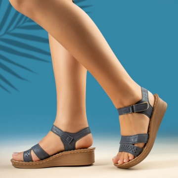 Sandale dama cu platforma si inchidere cu scai albastre MOD13903, 4, modlet.ro