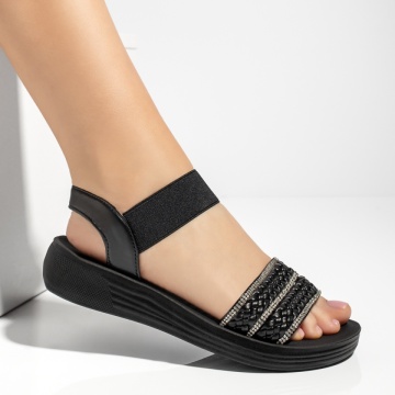 Sandale dama cu strasuri negre MOD13391, 3, modlet.ro