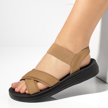 Sandale dama cu talpa groasa khaki MOD13393, 2, modlet.ro