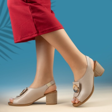 Sandale dama cu toc gros gri din Piele naturala MOD13756, 2, modlet.ro