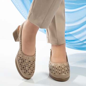 Sandale dama cu toc si bareta bej inchis MOD13331, 4, modlet.ro