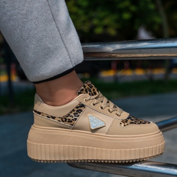 Sneakers dama cu accesoriu decorativ si imprimeu khaki MOD13440, 4, modlet.ro