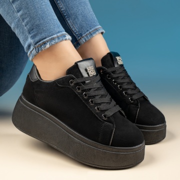 Sneakers dama cu siret negru suede MOD13448, 3, modlet.ro