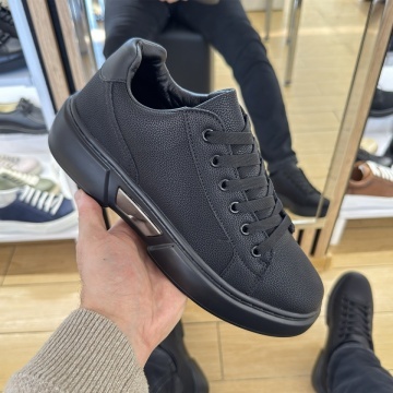 Tenisi barbati cu talpa groasa si aplicatie metalica negri MOD14186, 2, modlet.ro