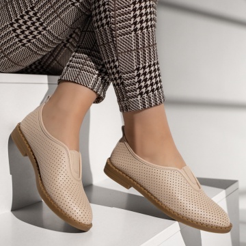 Balerini dama cu perforatii bej IRIS38, 4, modlet.ro