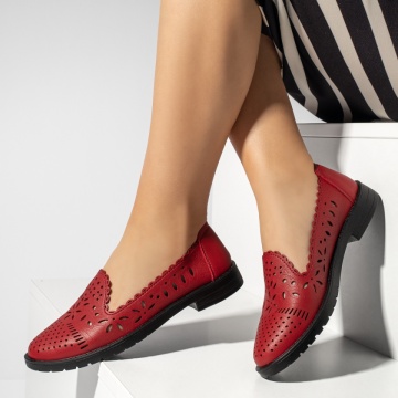 Balerini si Mocasini Dama, Balerini dama cu perforatii rosii EVA13, modlet.ro