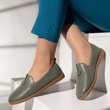 Balerini dama cu perforatii verzi MOD14296