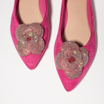 Balerini dama cu strasuri roz suede MOD11725, 5, modlet.ro