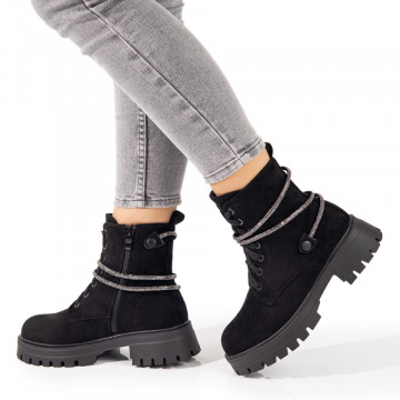 Bocanci dama cu accesoriu detasabil negri suede MOD10710, 3, modlet.ro