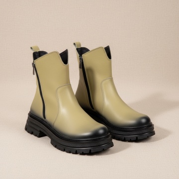 Bocanci dama cu fermoar verzi din Piele naturala MOD10459, 3, modlet.ro