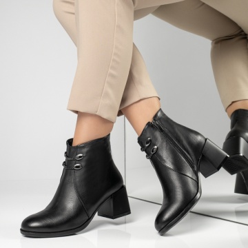 Botine dama cu toc gros negre din Piele Naturala MOD12516, 2, modlet.ro