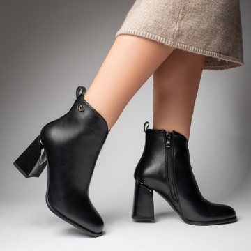 Botine dama cu toc gros negre MOD12389, 4, modlet.ro